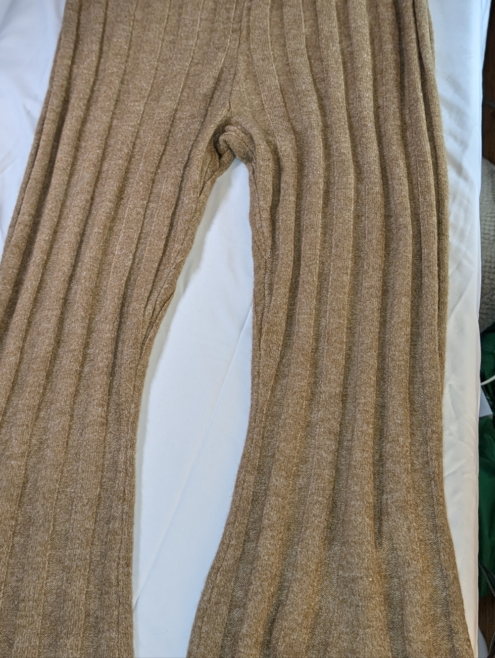 Ribbed Knit Flared Pants in Camel - Picture 14 of 14
